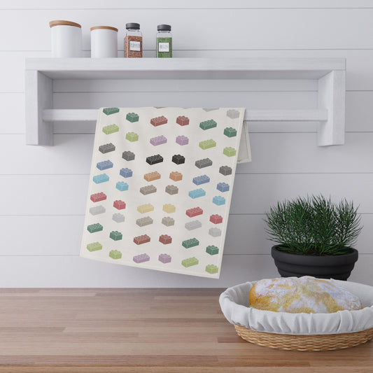 Colorful Retro Toy Brick Tea Towels | Fun Kitchen Decor, Gifts for Kids, Playroom Accessories, Colorful Kitchen Linens, Home Gifts